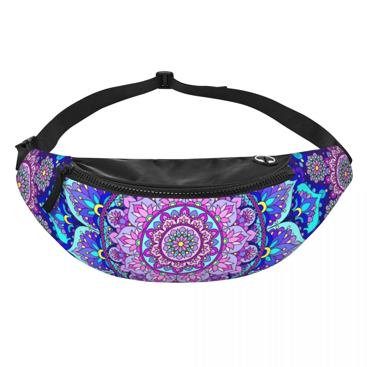 Custom Casual Bohemia Ethnic Mandala Flower Pattern Fanny Pack Women Men Crossbody Waist Bag for Hiking Phone Money Pouch