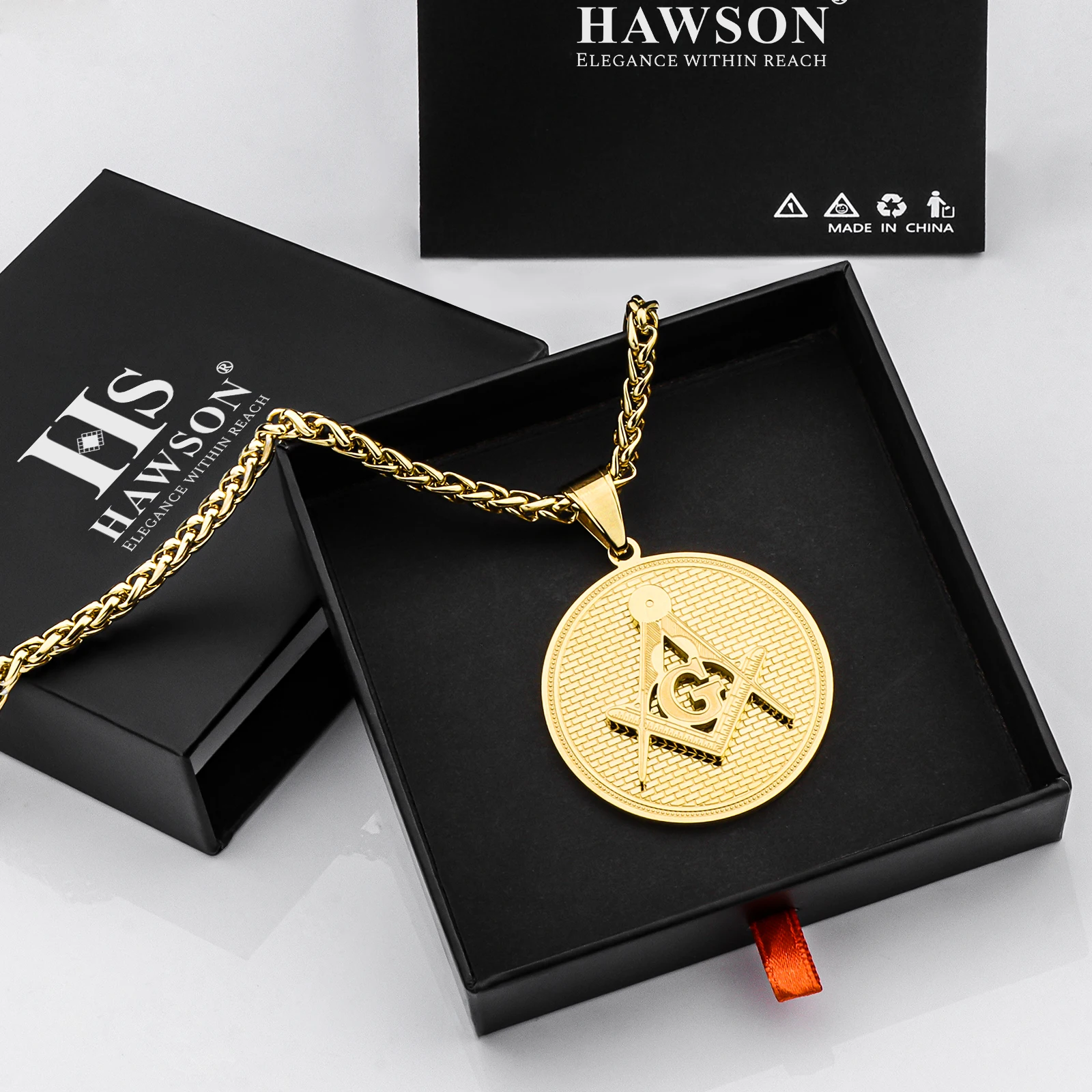 Stainless Steel Masonic Necklace Engraveable Name Pendant Personalized Pendant for men women party jewelry accessories view 6