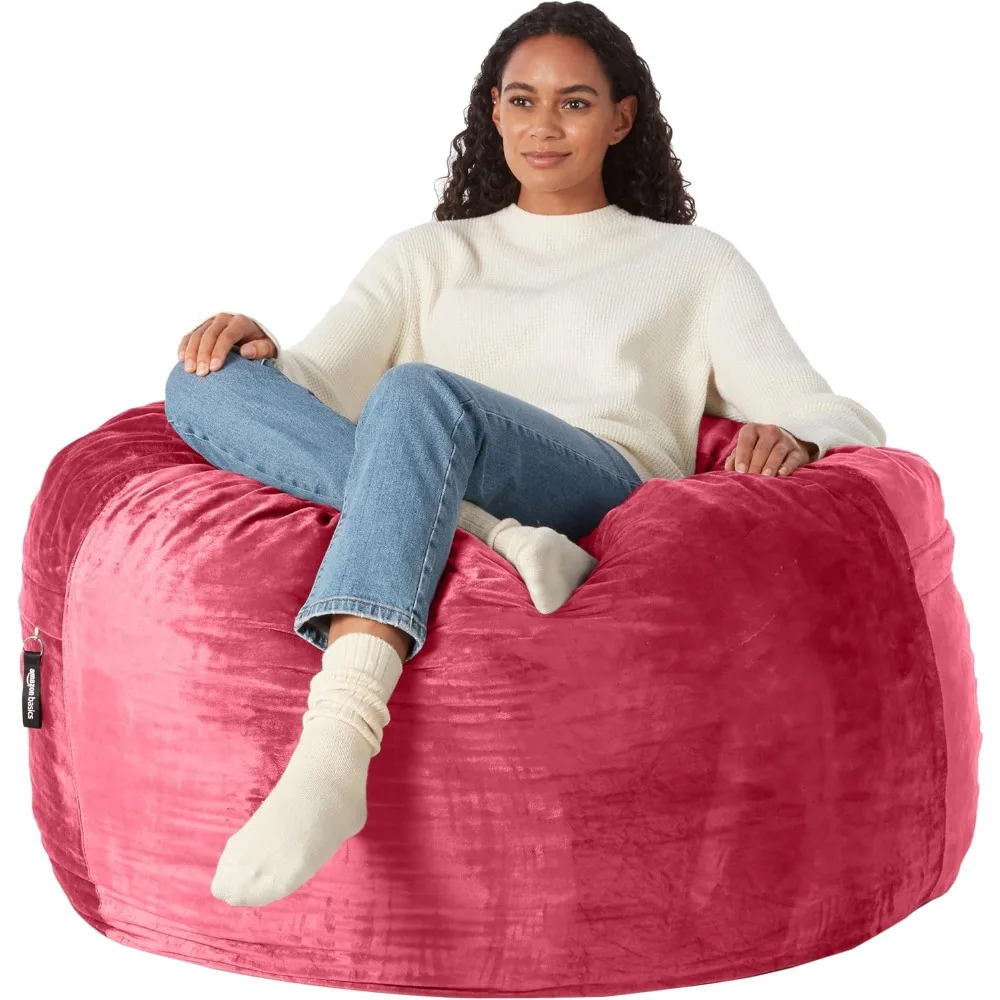 كرسي Amazon Basics كبير الحجم من إسفنج الذاكرة باللون الوردي مع 4 أقدام، مغطى بالألياف الدقيقة الناعمة #1