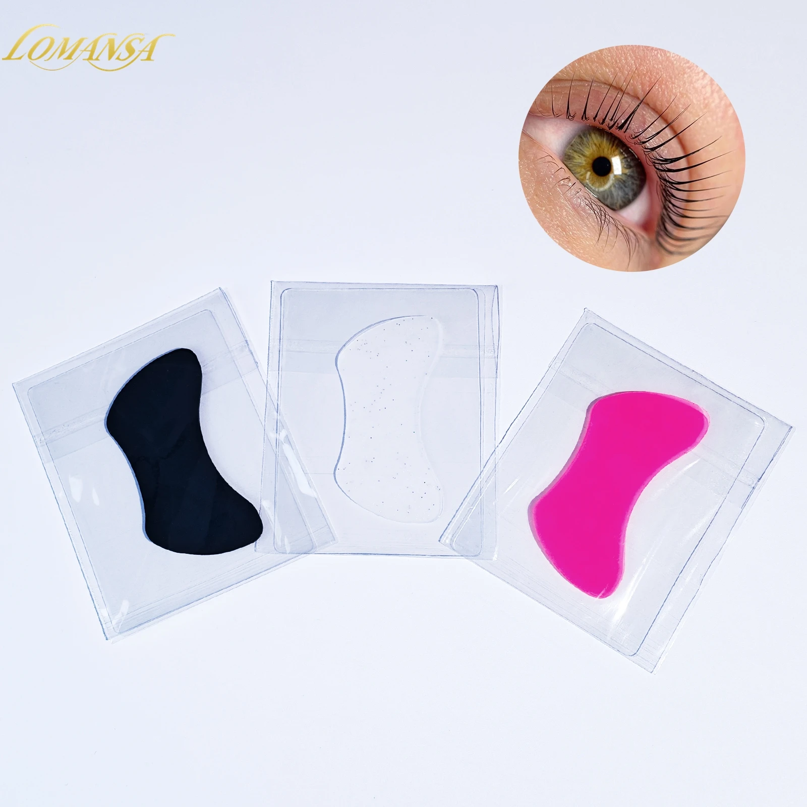 Lomansa 1 Pair Reusable Eye Pads Silicone Eye Shadow Shields Eyelash Extension Patch Lash Extensions Under Gel Pads Makeup Tool