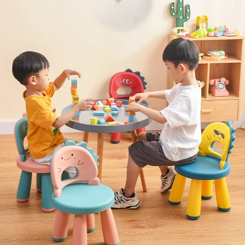 Cute Non - slip Small Bench, Children\'s Chair with  Backrest,  Plastic  Thickened Nursery Seat, Cartoon Furniture