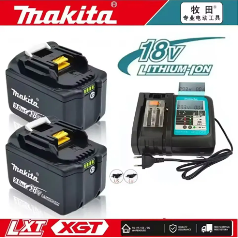 

Makita 18V 9000mAh Rechargeable Power Tools Battery With LED BL1830 BL1850 BL1860 Battery Charger Set With Working Light