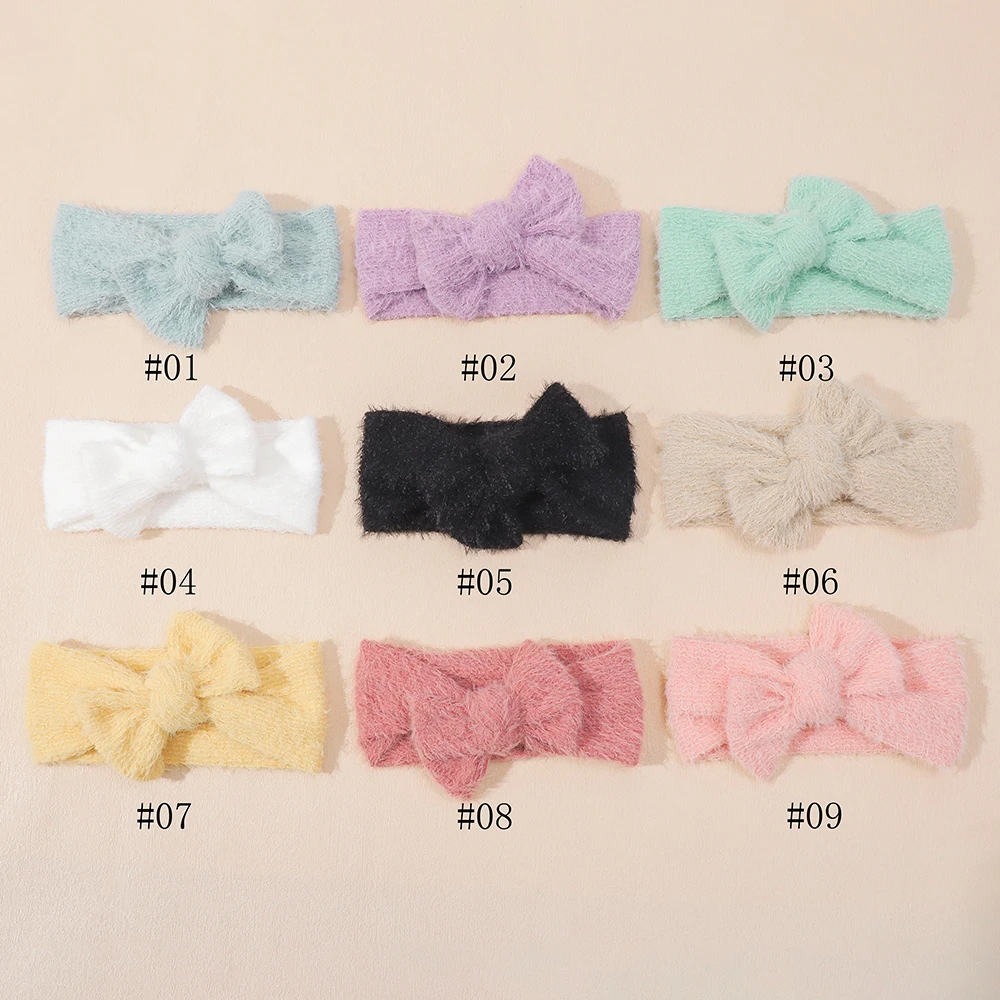 27PC/lot New Crochet Knit Bow Headband Baby Fur Elastic Hairbands Infant Toddler Head Wraps,Children Girls Photo Props Headwear