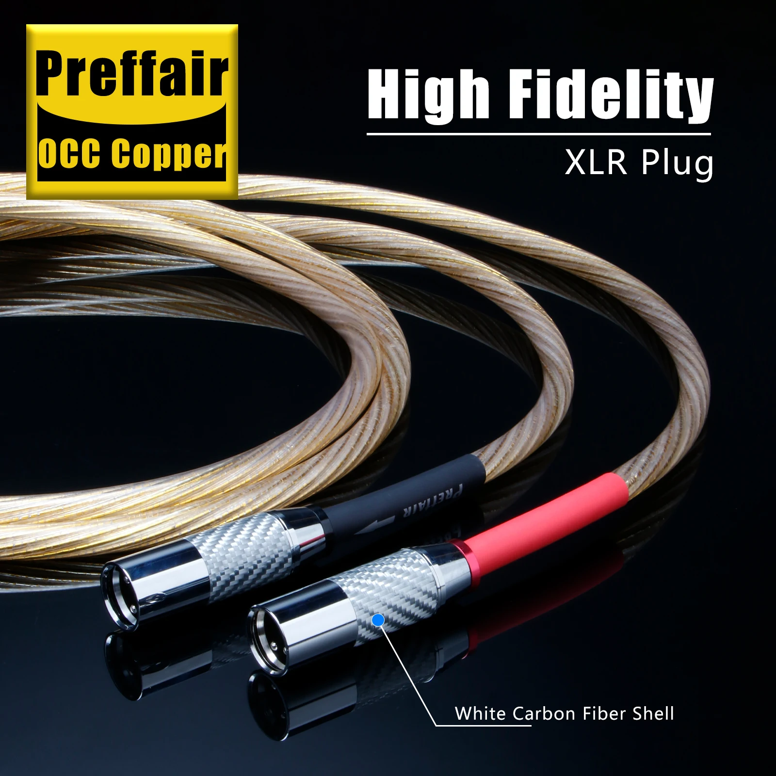 

Preffair Hi-Fi xlr кабель OCC посеребренный сбалансированный аудиокабель xlr 8-ядерный экран из фольги с серебряной оплеткой и разъемом xlr из углеродного волокна
