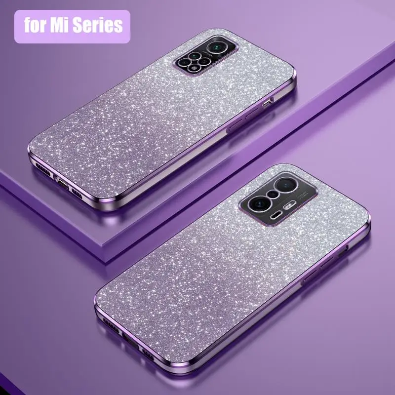 Mi10t Mi11t Luxury Glitter Gradient Plating Case For Xiaomi Mi 11t Pro 5g 11 T 10T Women Silicone Shockproof Back Cover 11tpro