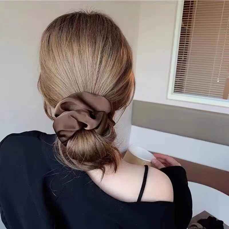 

Elegant Silk Elastics Hair Band Solid Color Scrunchies for Women Girl Ponytail Holder Hair Rope Korean Hairband Hair Accessoires