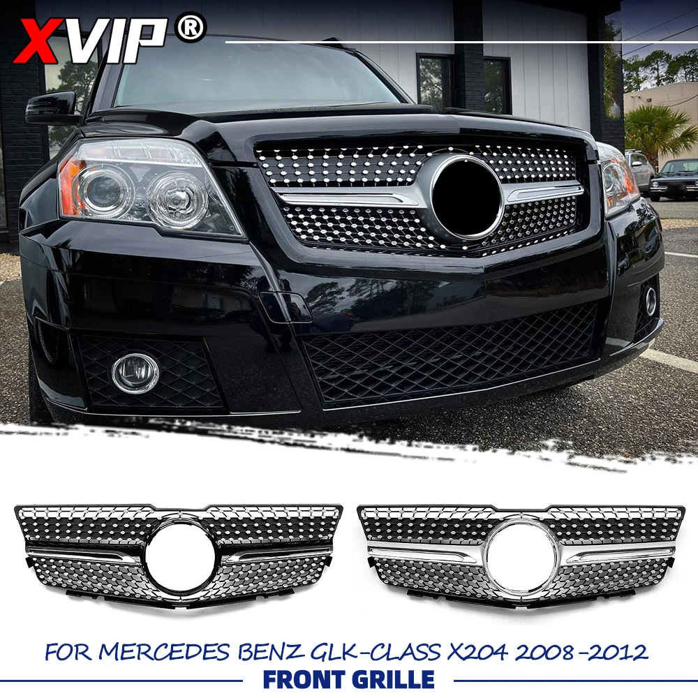 

Решетка радиатора XVIP Black Diamonds Style Racing, хромированная, серебристая, верхняя, для Mercedes-Benz GLK-Class X204 2008-12 GLK280 GLK300 GLK350