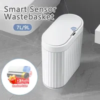 7/9L Smart Trash Can Kitchen Sensor Trash Can Roman Striped Automatic Toilet Garbage Bin for Home Bathroom Induction Wastebasket