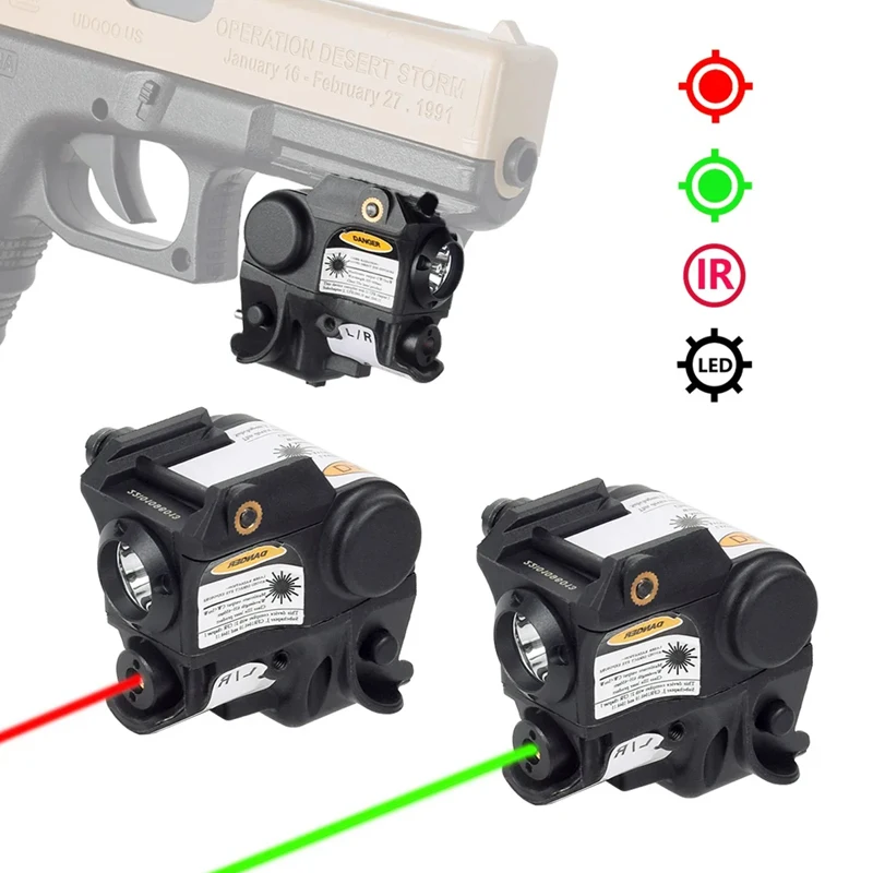 

Tactical Green Red Laser Sight Combo Light Scout Compact Pistol Flashlight For Glock 17 19 Taurus G2C Beretta PX4 Mini Lanterna