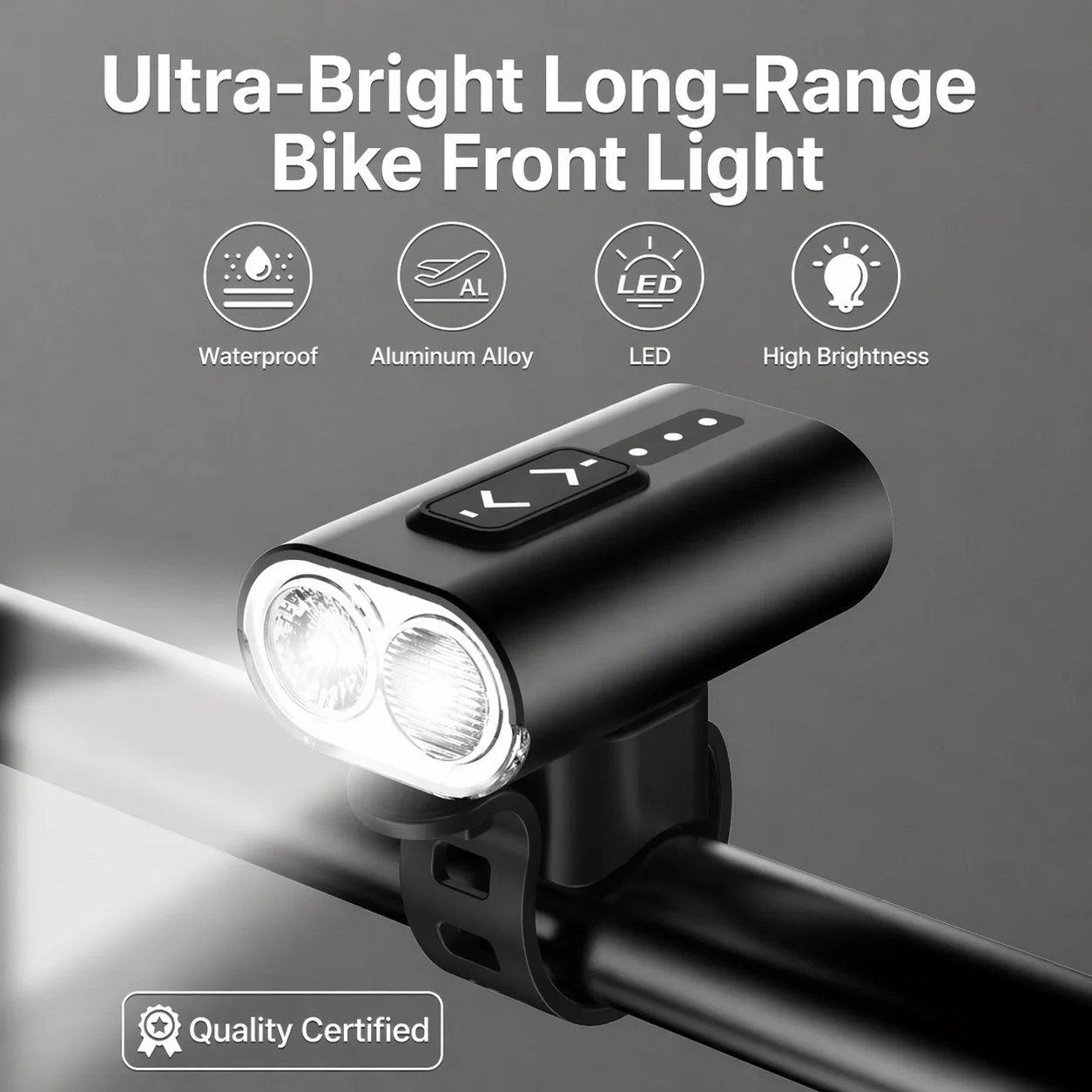 Aluminum Waterproof Dual-Color High Lumen Bike Headlight, Adjustable Front Light for Mountain Road Commuter Cycling