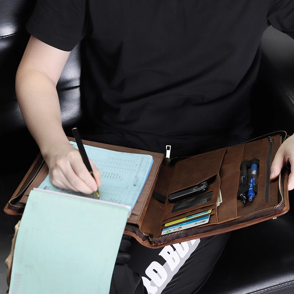 فوليو العمل للرجال والنساء منظم محفظة من الجلد الطبيعي Resume Folio Binder حقائب أعمال للسفر العتيقة
