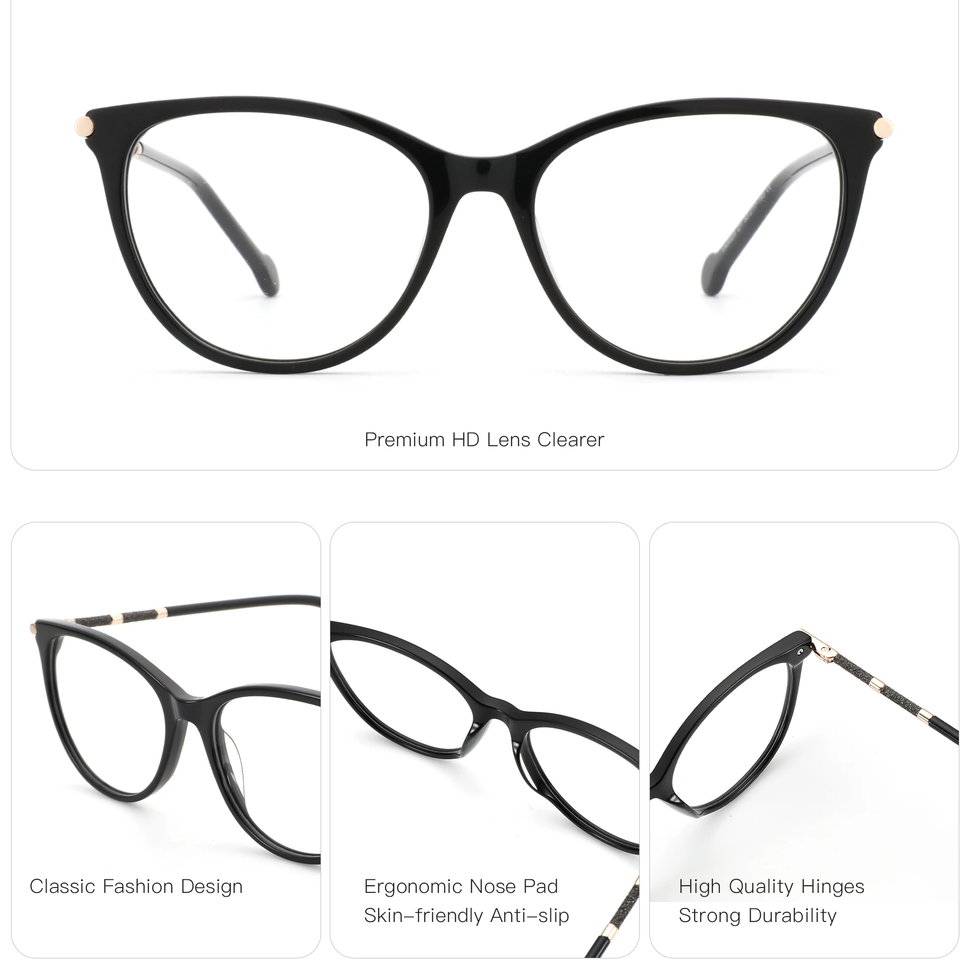 BLUEMOKY M Size Handmade Acetate Cat Eye Prescription Glasses For Women Anti Blue Light Photochromic/Progressive Optical Eyewear