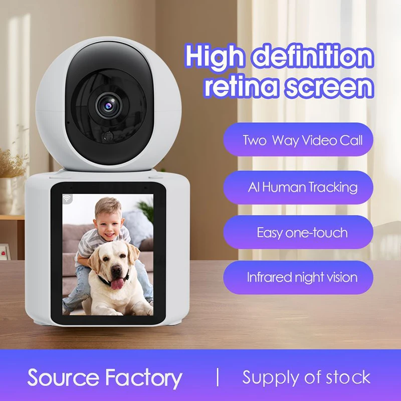 1080P Bidirectional Video Call Monitoring Camera 2.8 Inch IPS HD Screen WiFi Anti-theft Night Vision Rotate Smart Camera Secure