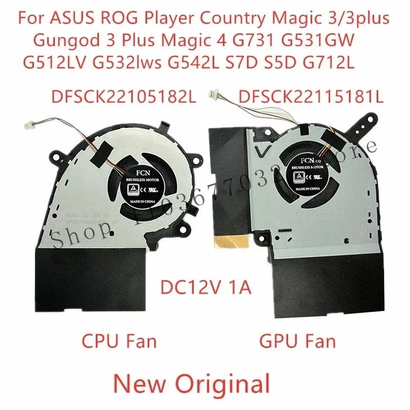 WYORESY New laptop CPU GPU fan for Asus ROG Magic 4/3plus g731 g531gw g512iw G. 542l s7d S5D g712l dfsck 22105182 12V