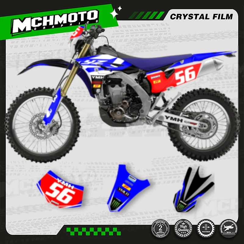 

MCHMFG мотоциклетная графика фоновая наклейка наборы наклеек для YAMAHA 2012 2013 2014 2015 WRF 450 номер имя на заказ