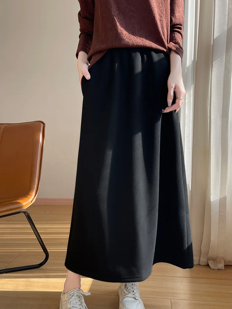 

Юбка трапециевидной формы с высокой талией, вязаная ацетатная шерсть, весна-осень-зима, утягивающая универсальная женская юбка, рубашка для поездок на работу