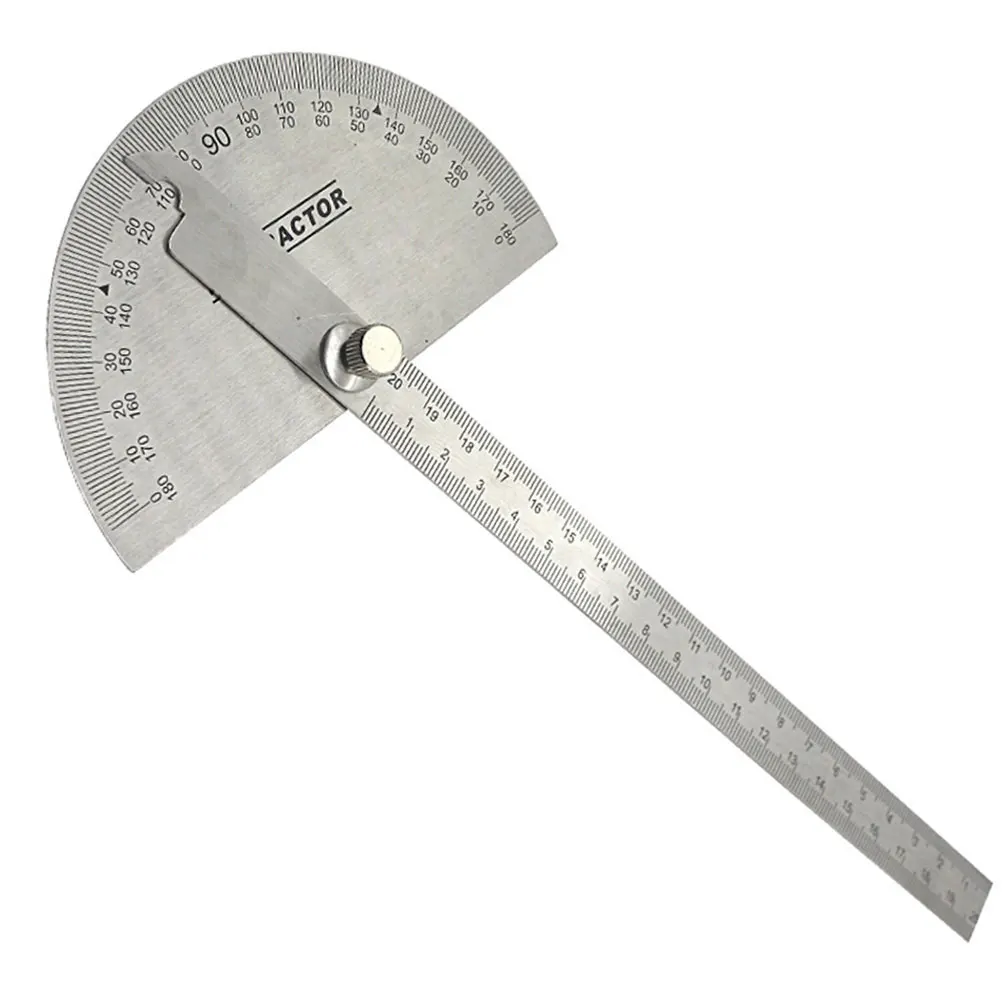 

Angle Measurement Steel Ruler 20cm Double Graduation 0-180 Protractor Tool Drawing Lines Setting Bevels Transferring Angles