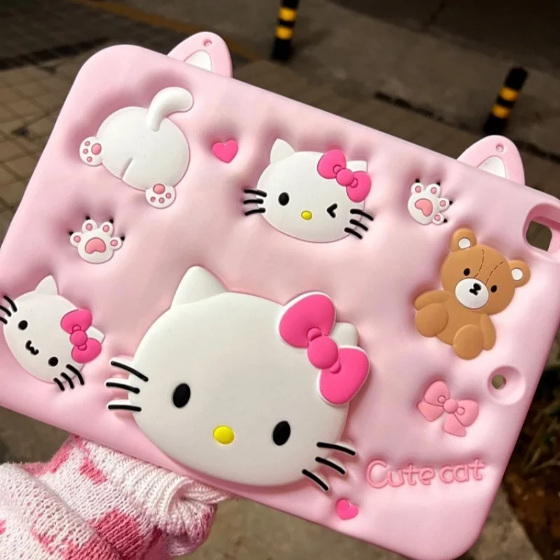 Sanrio Hello Kitty Ipad Protective Case For Apple Pro11 Protective Case Bracket Air4/5 Stereo Mini6 Silica Gel 10.2ten Girl Gift