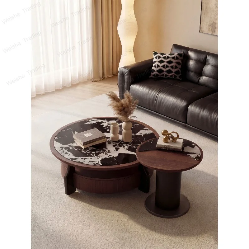 Round coffee table living room household small apartment combination light luxury designer minimalist creativity