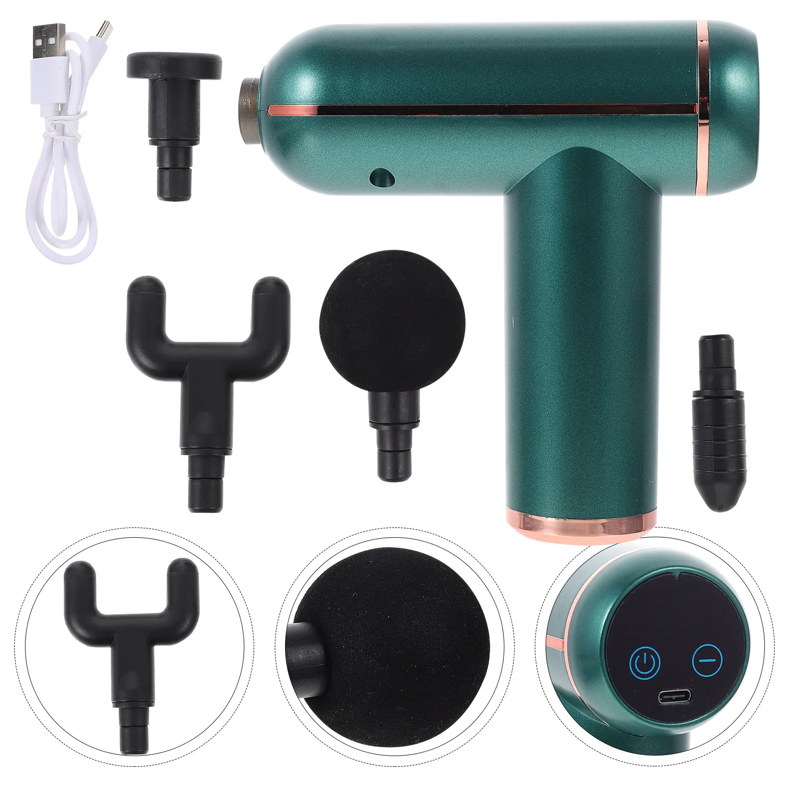 

1Set Portable Electric Fascia Massager 6-Speed Deep Tissue Muscle Relax Device with 4 Massage Heads for Post-Workout Recovery