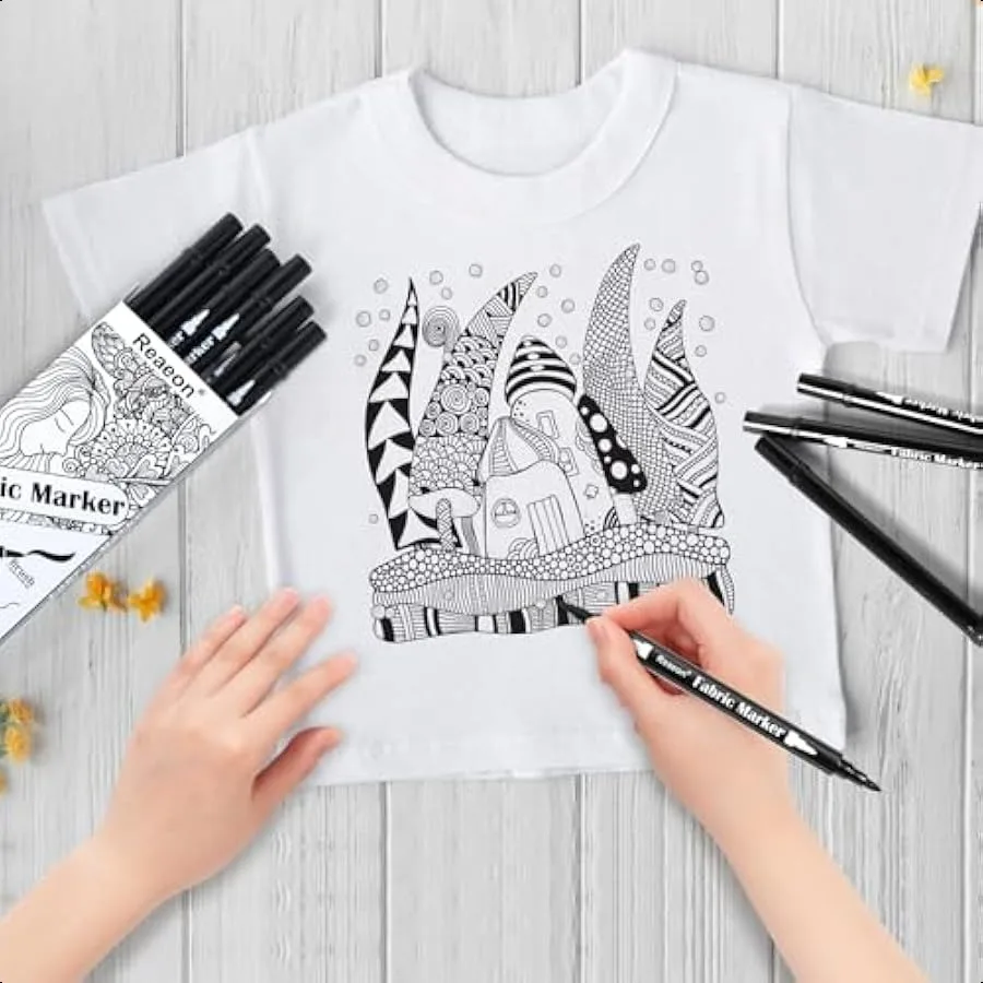 Black Fabric Markers Dual Tip Fabric Paint Markers Permanent Fabric Pens for Clothes T Shirts Canvas Bags 6pack - Image 2