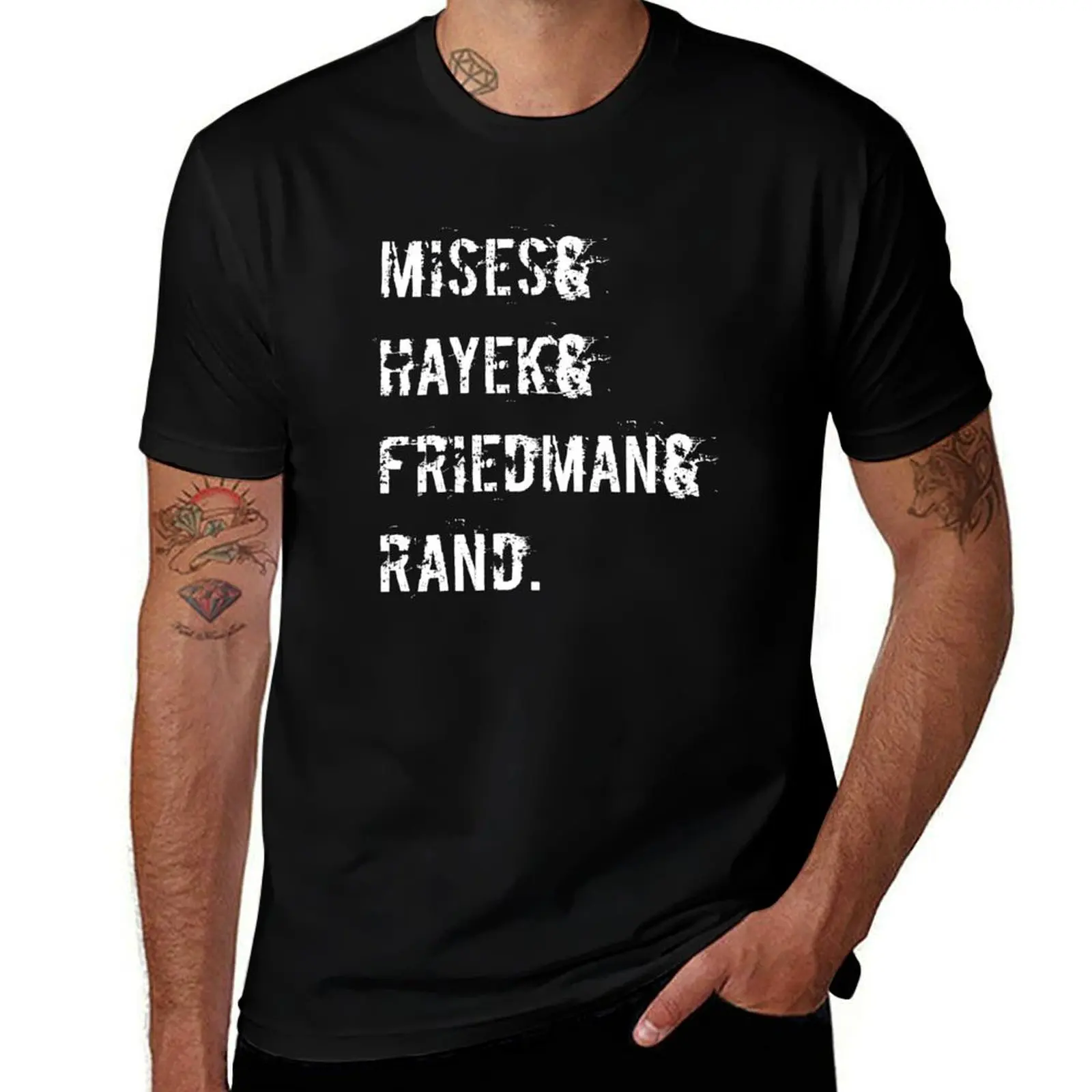 

White Mises, Hayek, Friedman, Rand T-Shirt man graphic t shirt cotton t shirt man t shirts for man pack white T-shirt