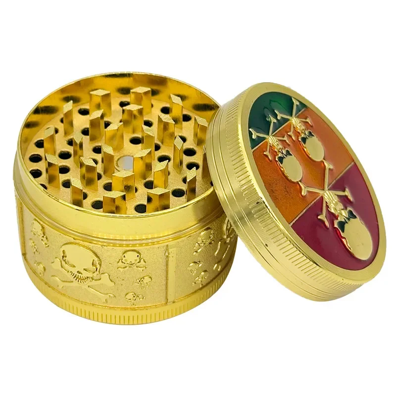 52mm Golden Skull Style Metal Smoke Grinder Kitchen Small Tool Christmas Gift Grinder