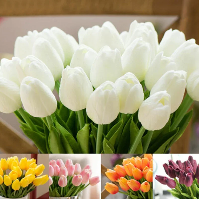 Ramos de tulipán simulados, flores artificiales falsas, decoración del hogar, decoración de boda, decoraciones duraderas y no marchitas, 1 ud.