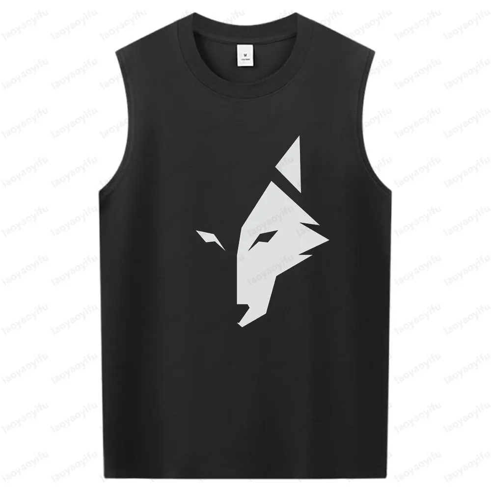 

Creative Flip of The Black and White Wolf Pattern Print Tank Tops Mens Summer Daliy Life Fitness Sleeveless Vest Crewneck Tops