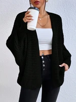 Fashionable and Elegant Solid Color Knitted Sweater V-Neck Mid Length Hollowed Out Cardigan Sweater Women's Top 5