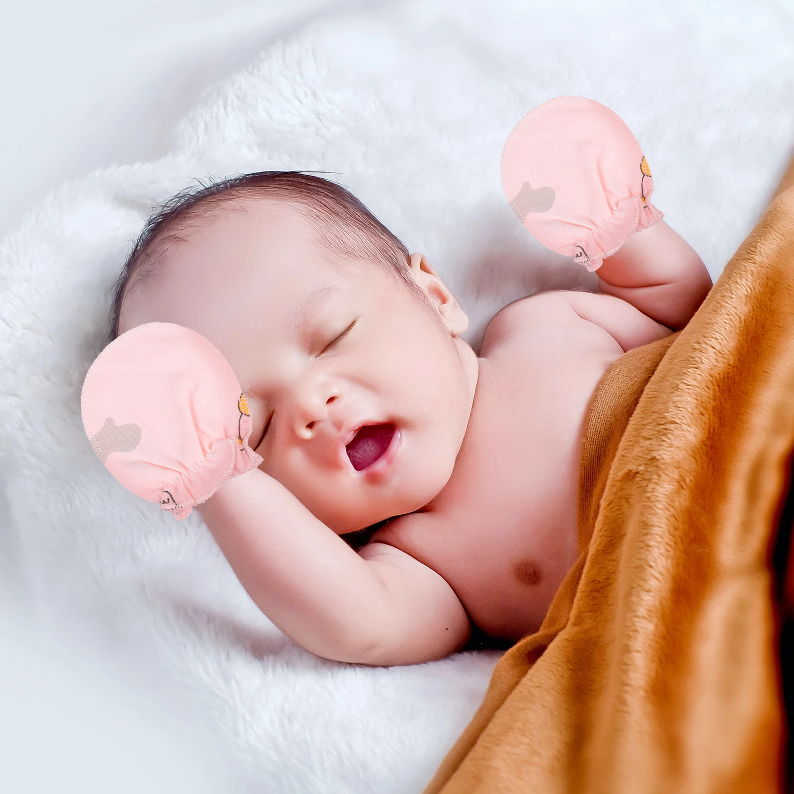 

5 Pairs Baby Gloves Cotton Anti Scratch Mittens Soft Cloth Infant Warmth Absorption Safe Elastic Cuff Practical Supplies