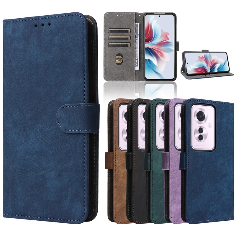 For OPPO Reno 11A/Magellan Anti-theft Brush Wallet With Card Photo Frame Stand Magnetic Flip Leather Case For Reno11A Phone Case