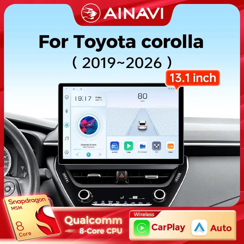 Ainavi 13.1 Inch For Toyota Corolla E210 2019 2020 2022 2023 2025 Car Radio Wireless Carplay Android Auto Car Multimedia Player
