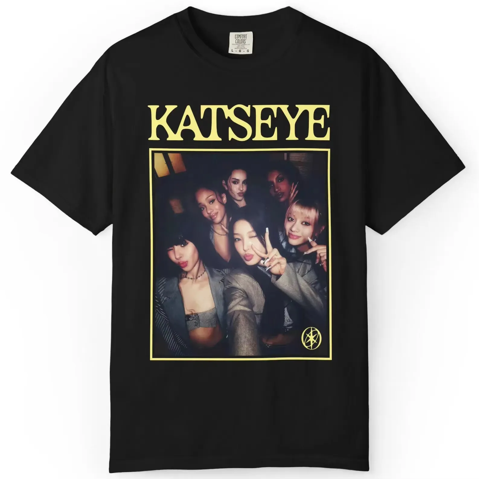 Camiseta Unissex de Manga Curta Katseye para Meninos e Meninas com Estilos K-pop como Megan, Daniella, Manon, Lara, Sofia e Yunchae