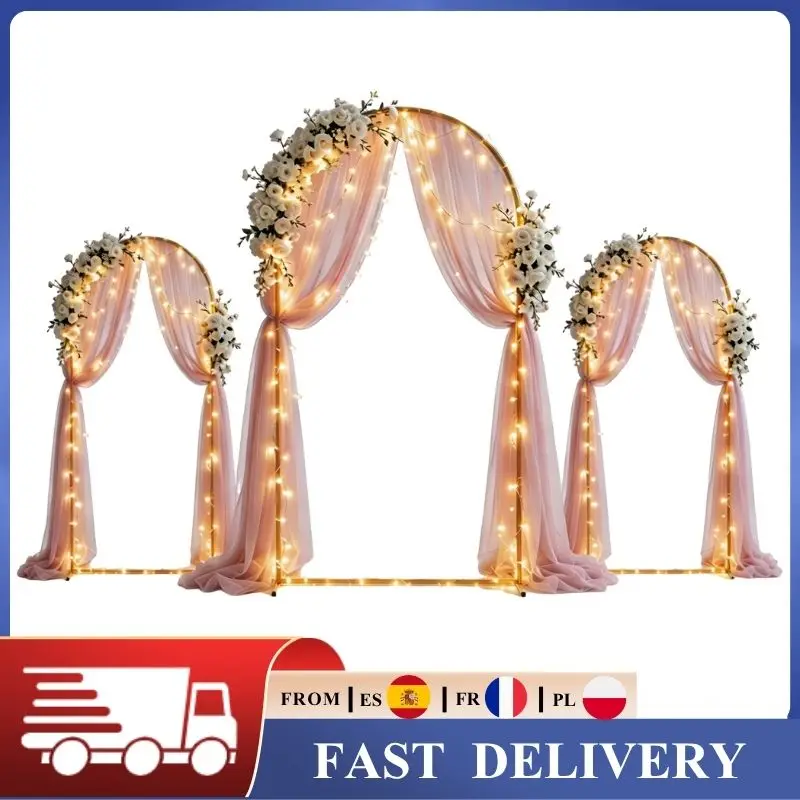 Arche de mariage dorée 6FT/6.6FT/7.2FT, support de décoration de fête, cadre d'arche à ballons, support de toile de fond métallique pour cérémonie, anniversaire, baby shower