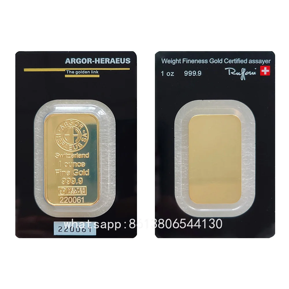 1g/5g/10g/20g/50g/100g 24K Gold Plated Copper Bar With Unique Serial Number Sealed Packing Metal Crafts For Souvenir Collection