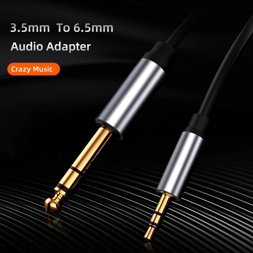 Adapter audio 3,5 mm TRS do 6,35 mm Jack Pozłacany kabel stereo 6,5 do 3,5 Aux do słuchawek PC Mikser gitarowy Wzmacniacz Głośnik