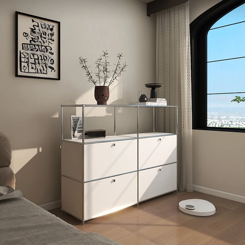 Medieval dining side cabinet Internet celebrity ins wind module cabinet wrought iron bedside table chest cabinet locker