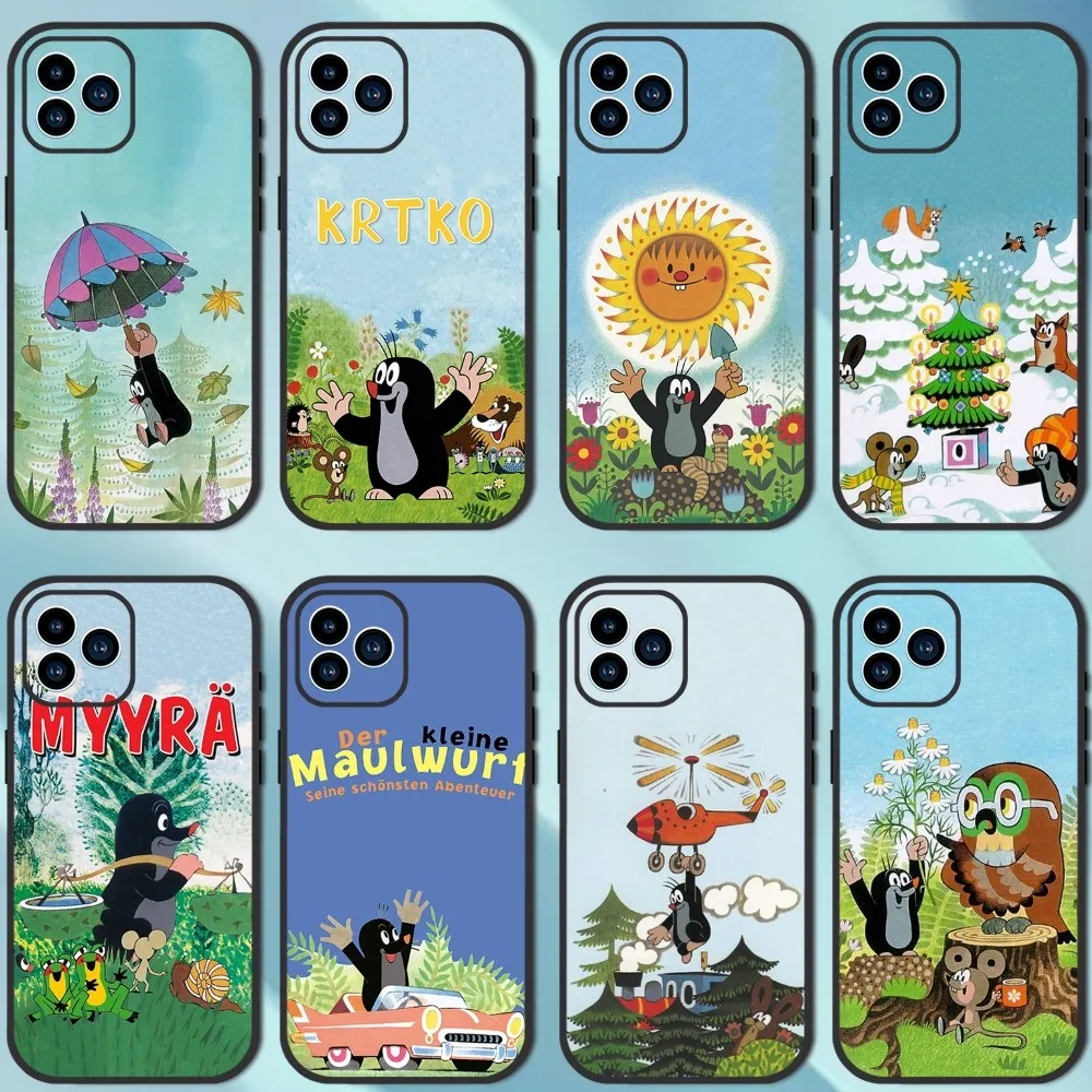 Cartoon L-Little Mole Phone Case For iPhone 13 12 11 14 15 Pro XS Max XR X 8 7 6S 6 Plus Soft Back case