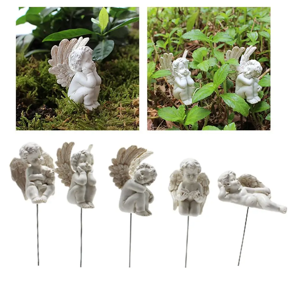 5Pcs Angel Statue Garden Stakes Ornaments Sculpture for Yard Lawn Decoration