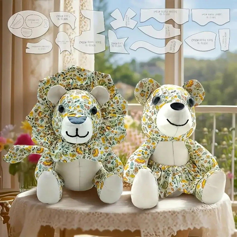 Durable Quilt Measuring Tool Lion Stuffed Sewing Patterns Set with Quilting Ruler Template Diy Craft for Beginners for Fabric
