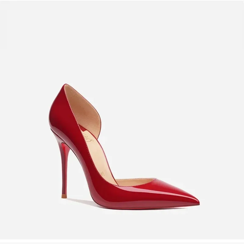 المرأة الأحمر مشرق مضخات سوبر مثير الجانب مفتوحة عالية الكعب فستان أحذية أشار تو الأحمر أسفل الخناجر ربيع الخريف الطرف #3