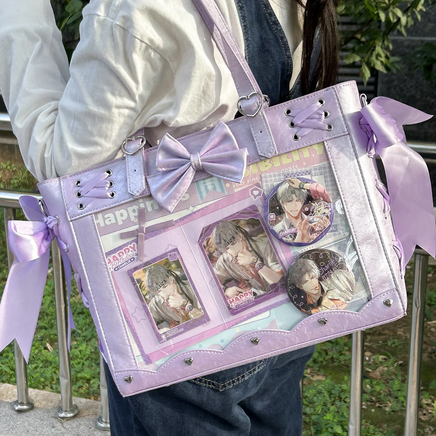 

HAEX Lolita Women Ita Bags Fashion 2025 Designer PU Subculture Harajuku DIY Anime Badge Tote Bag Female Y2K Shoulder Bolso Mujer