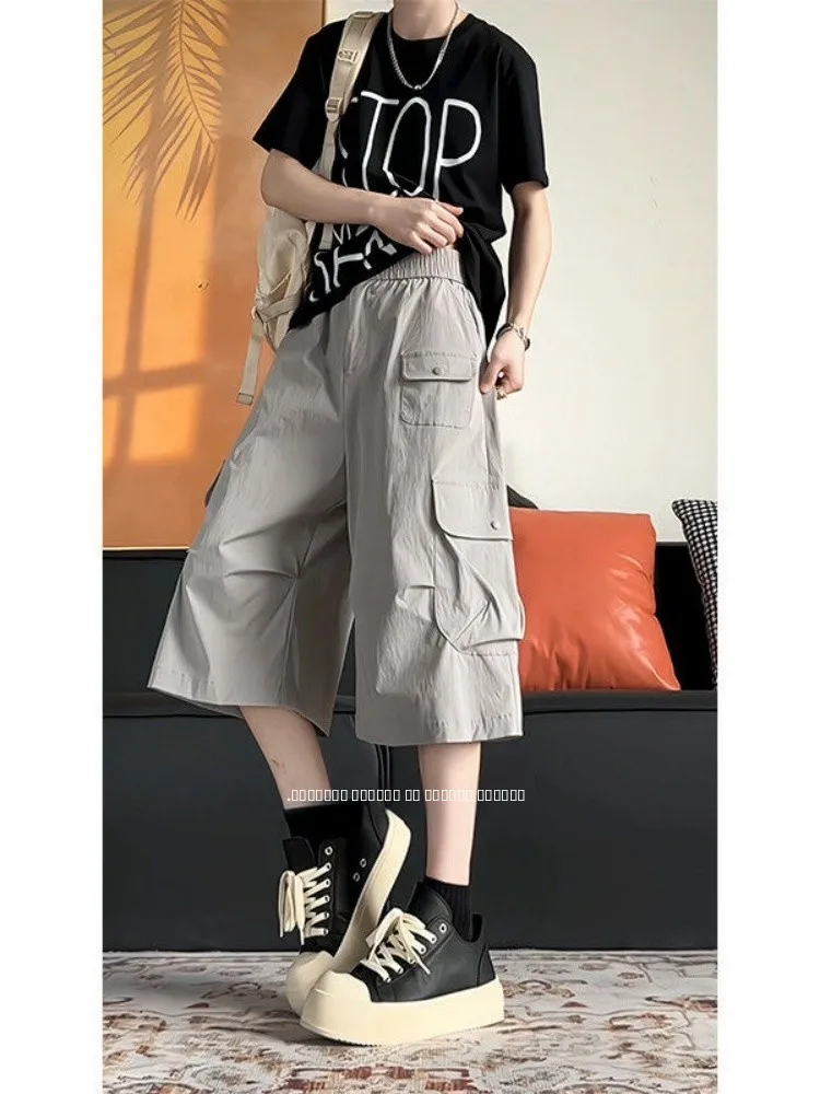 

Casual Loose Men's Workwear orts Summer Thin American Sle Functional Paratrooper Pants Straight Leg Casual Mid-Length Wid...
