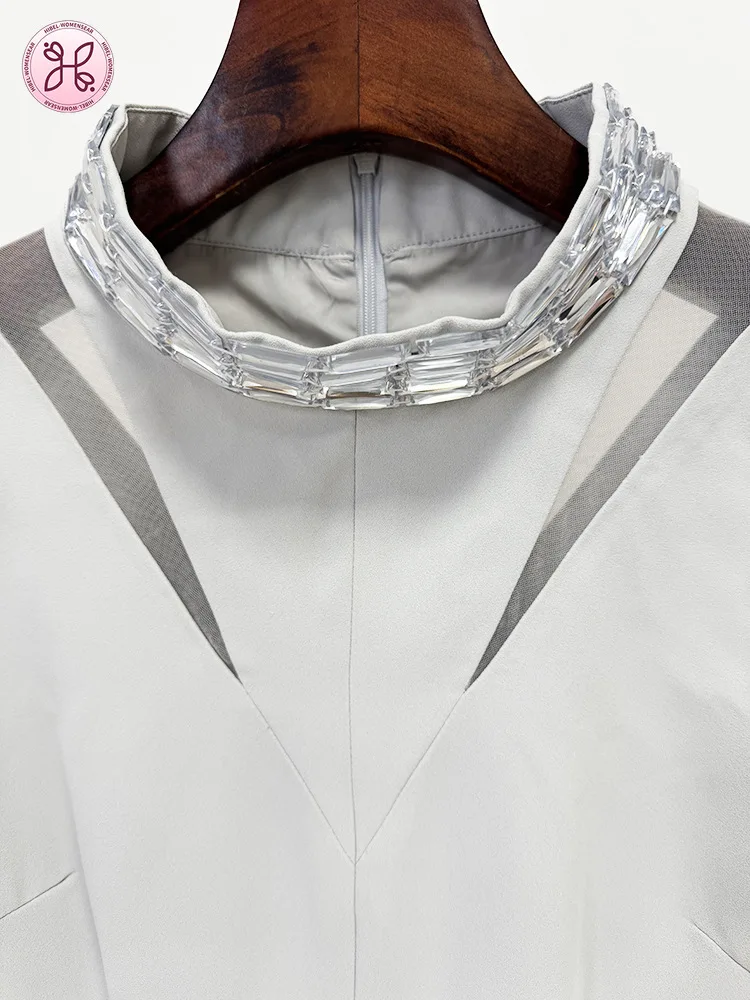 Abito da tappeto rosso celebrità 2025 - Abito lungo con perline ritagliate con spacco alto (abbigliamento da sera e da festa di lusso da donna)