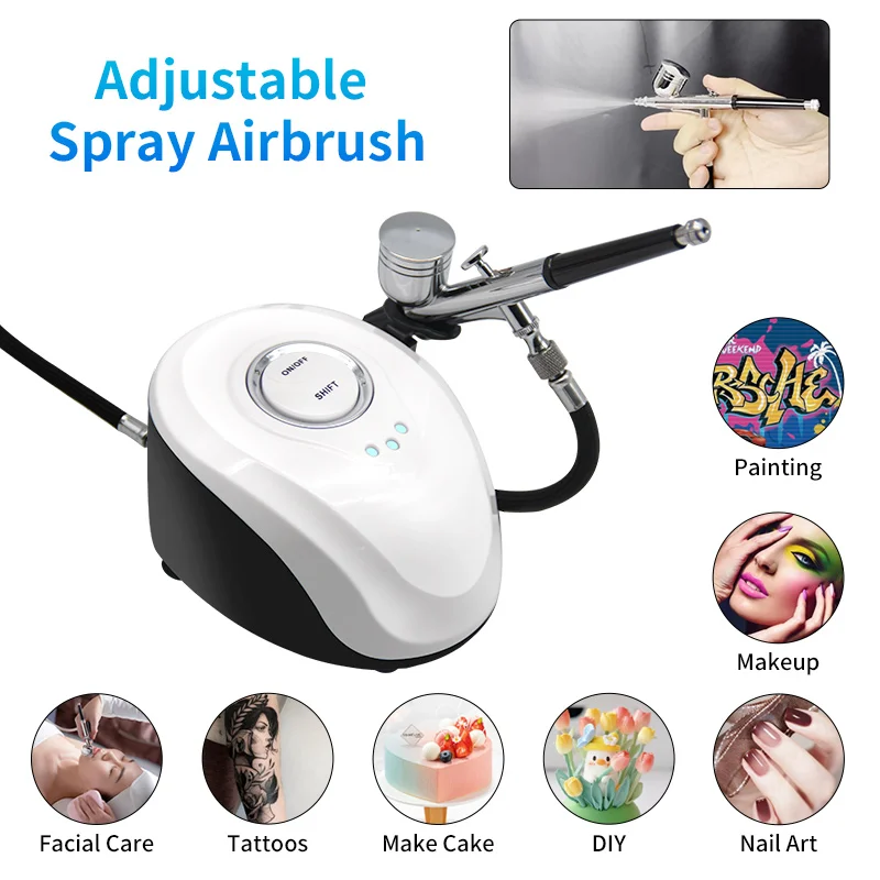 Wireless Charging Single-Action Spray Gun with Built-In Compressor Dedicated Tool Nail Art Tattoos Cake Painting Facial Beauty