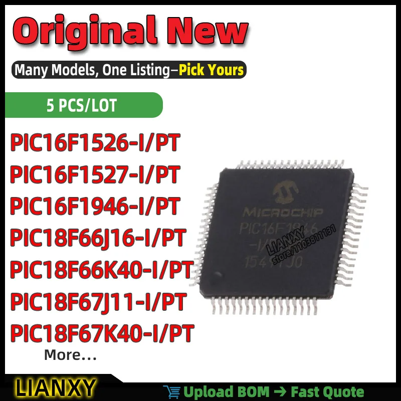 PIC16F1527-I/PT PIC18F67J11-I/PT PIC18F67K40-I/PT PIC16F1946-I/PT PIC18F66K40-I/PT PIC16F1526-I/PT PIC18F66J16-I/PT TQFP-64