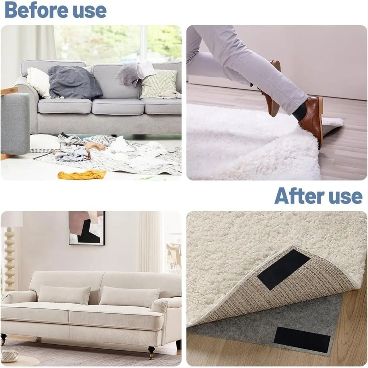 4 Inch X 10 Feet Heavy Duty Adhesive Hook and Loop Tape,Couch Cushion Grip to Keep Furniture Cushions From Sliding