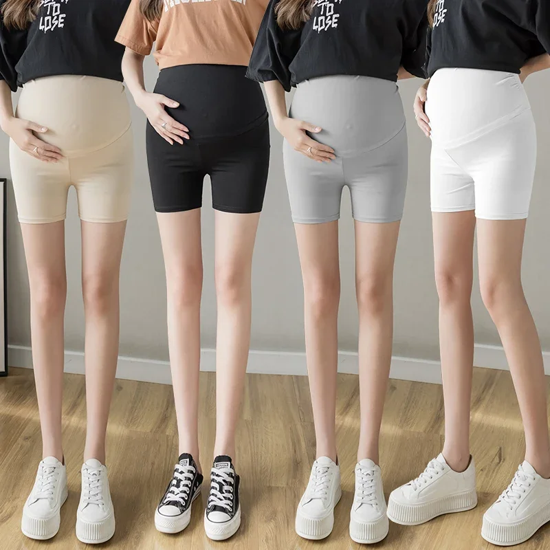 

213# Summer Thin Stretch Ice Cool Maternity Hot Shorts Elastic Belly Underpants Clothes for Pregnant Women Pregnancy Yoga Pants