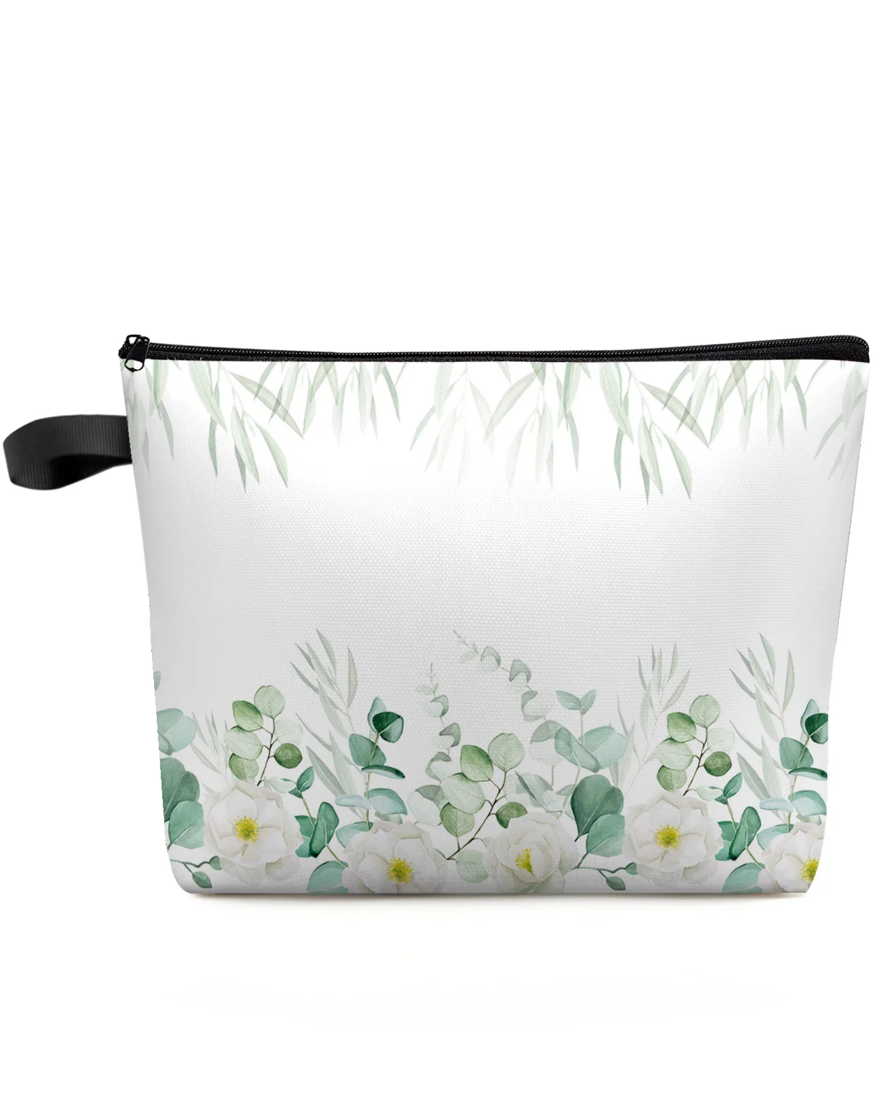 

Летняя дорожная косметичка из эвкалипта с листьями и цветами, портативная Женская вместительная косметичка на молнии, органайзер для косметики, клатч для хранения